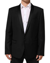 Dolce & Gabbana Black Wool GOLD 1 Button Men Suit Blazer