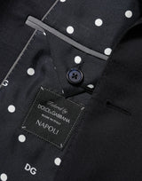 Dolce & Gabbana Black Wool NAPOLI 2 Button Men Suit Blazer