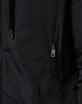Dolce & Gabbana Blue Logo Tape Hooded Full Zip Bomber Jacket