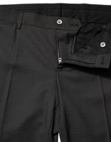Dolce & Gabbana Black Polyester Mid Waist Dress Trouser Pants