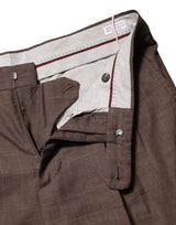 Brunello Cucinelli Brown Wool Mid Waist Dress Trouser Pants