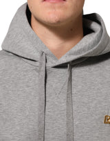 Dolce & Gabbana Gray Logo Cotton Hooded Sweatshirt Sweater
