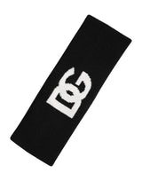 Dolce & Gabbana Black White Cashmere Headband DG Logo One Size Hat