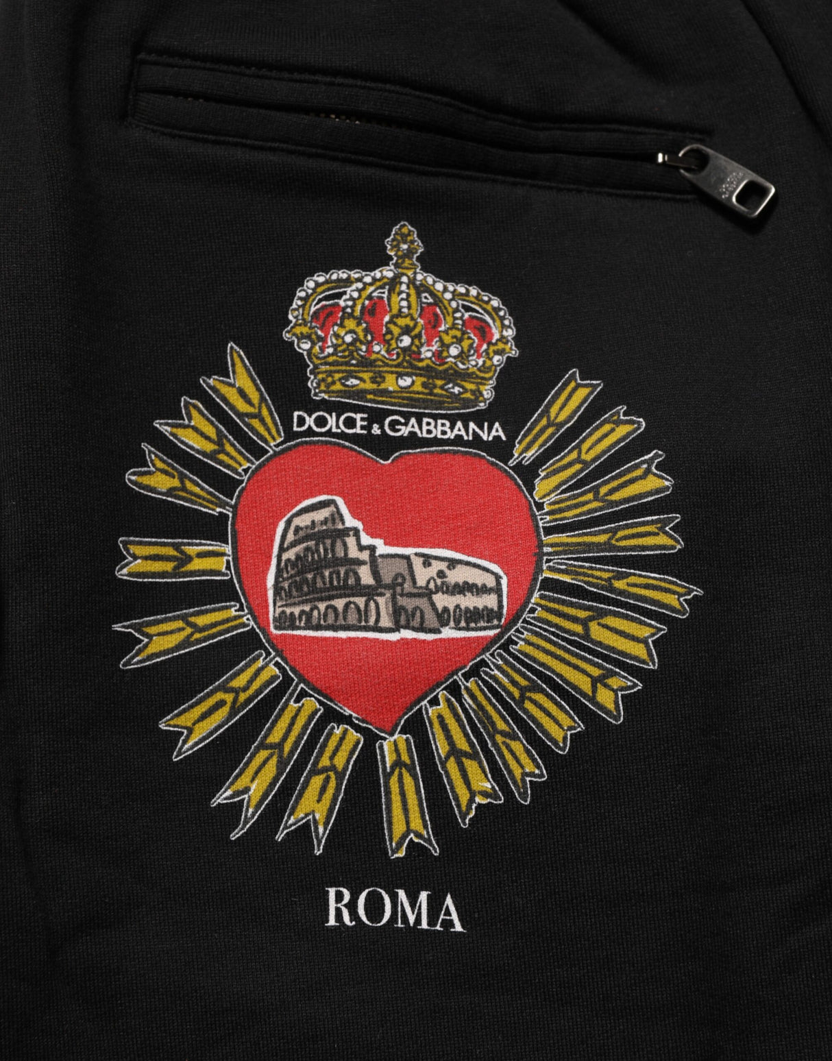 Dolce & Gabbana Black Cotton Sacred-Heart Men Jogger Pants