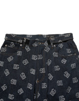 Dolce & Gabbana Blue Logo Print Straight Denim Men Jeans
