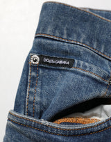 Dolce & Gabbana Blue Tattered Cotton Skinny Men Denim Jeans
