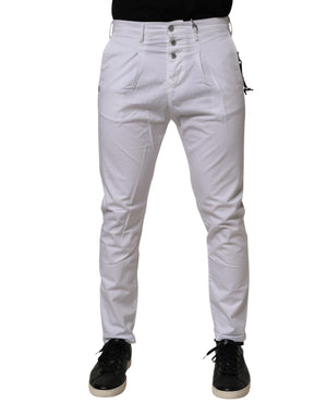 Daniele Alessandrini White Cotton Stretch Slim Fit Denim Jeans