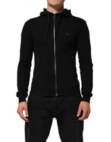 Dolce & Gabbana Sweater Black Cotton Hooded Men Sweatshirt Sweater