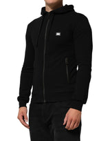 Dolce & Gabbana Sweater Black Cotton Hooded Men Sweatshirt Sweater