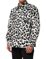 Dolce & Gabbana Black White Leopard Denim Blouson Sweater