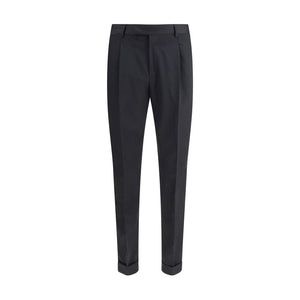 PT Torino Black Fleece Wool Casual Pants