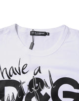 Dolce & Gabbana White Graphic Print Cotton Crew Neck T-shirt