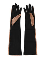 Dolce & Gabbana Brown Black Wool Elbow Length Mitten Men Gloves