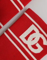Dolce & Gabbana Red White DG Logo Cotton 1 Pair One SIze Wristband