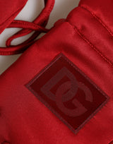 Dolce & Gabbana Red Viscose Motorcycle Biker Mitten Gloves