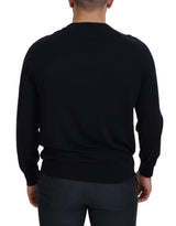 Alpha Studio Black Wool Crewneck Pullover Sweatshirt Sweater