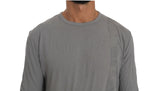 Scervino Street Cotton Gray Round Neck Pullover Top Sweater