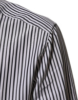 Dolce & Gabbana Black White Stripes Men GOLD Dress Shirt