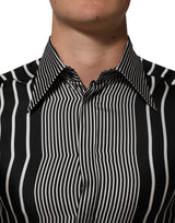Dolce & Gabbana Black White Stripes Men MARTINI Dress Shirt