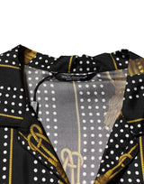 Dolce & Gabbana Black Dotted Tassel Silk Button Down Shirt