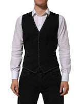 Dolce & Gabbana Black Wool Dress Formal Men Waistcoat Vest