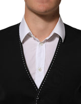 Dolce & Gabbana Black Wool Dress Formal Men Waistcoat Vest