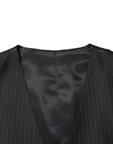 Dolce & Gabbana Black Wool Men Dress Formal Waistcoat Vest