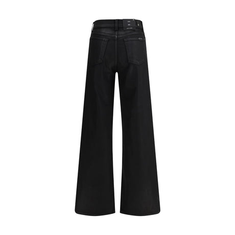 7FOR Black Cotton Flared Jeans