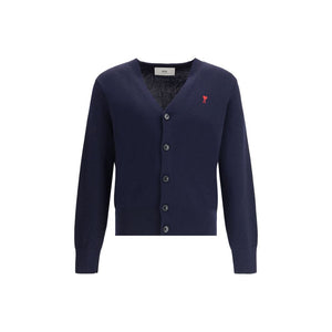 Ami Paris Blue Merino Wool Cardigan