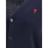 Ami Paris Blue Merino Wool Cardigan