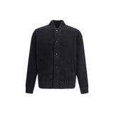 Laneus Black Merino Wool Bomber