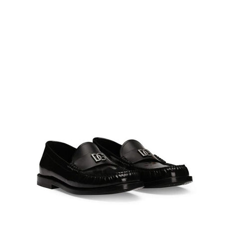 Dolce & Gabbana Black Calfskin Slip-On Loafers