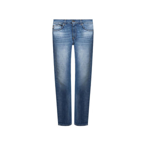 Versace Blue Cotton Straight-Leg Jeans