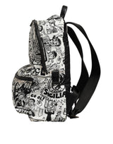 Dolce & Gabbana Black White Graffiti Print School Backpack Men Borse Bag