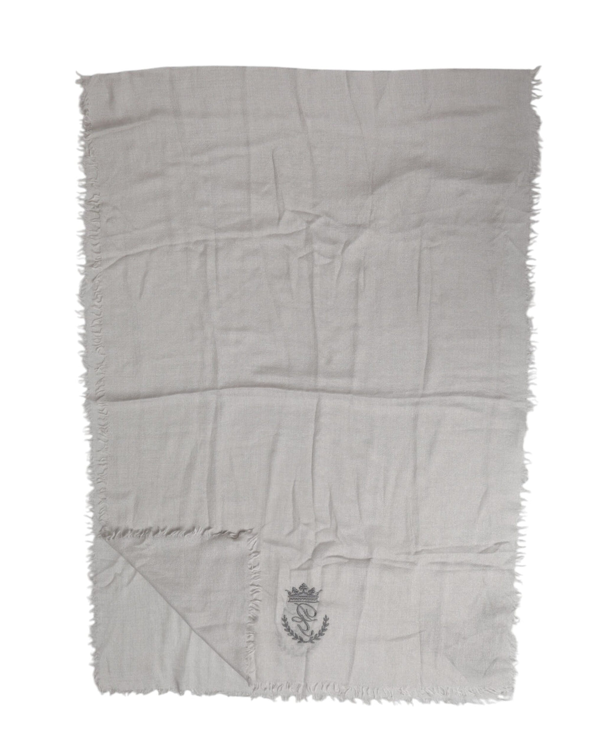 Dolce & Gabbana Gray Cashmere Knit Fringes Neck Foulard 67cm x200cm Foulard Scarf