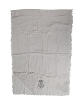 Dolce & Gabbana Gray Cashmere Knit Fringes Neck Foulard 67cm x200cm Foulard Scarf