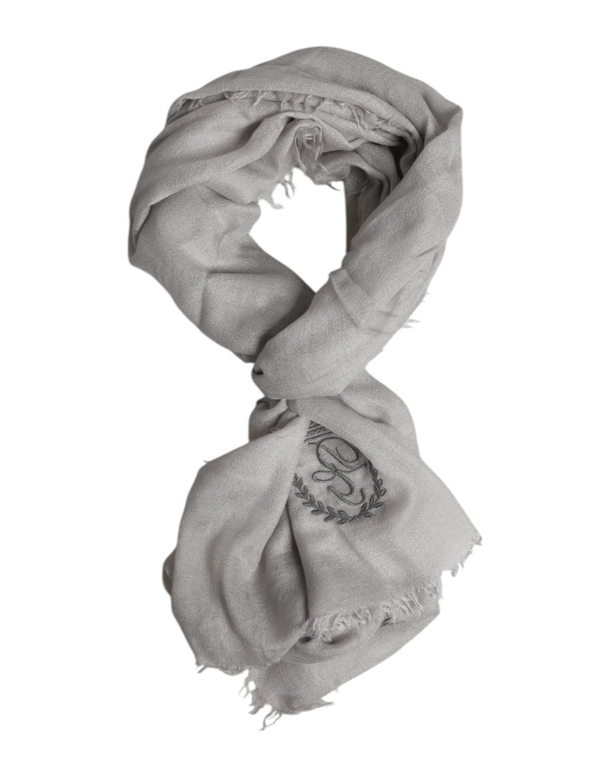 Dolce & Gabbana Gray Cashmere Knit Fringes Neck Foulard 67cm x200cm Foulard Scarf