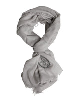 Dolce & Gabbana Gray Cashmere Knit Fringes Neck Foulard 67cm x200cm Foulard Scarf
