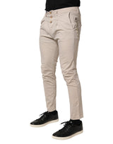 Daniele Alessandrini Beige Cotton Stretch Slim Fit Denim Jeans