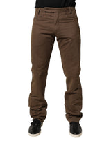 Exte Brown Straight Cut Mid Waist Chino Men Trouser Pants