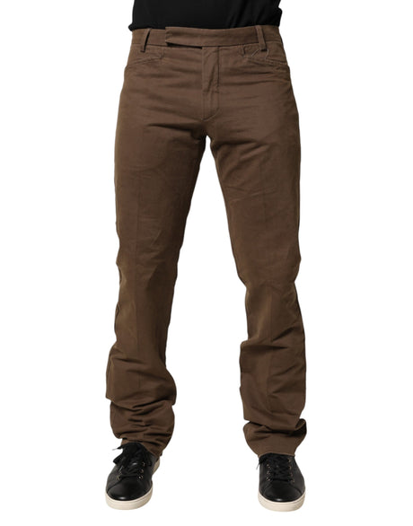 Exte Brown Straight Cut Mid Waist Chino Men Trouser Pants