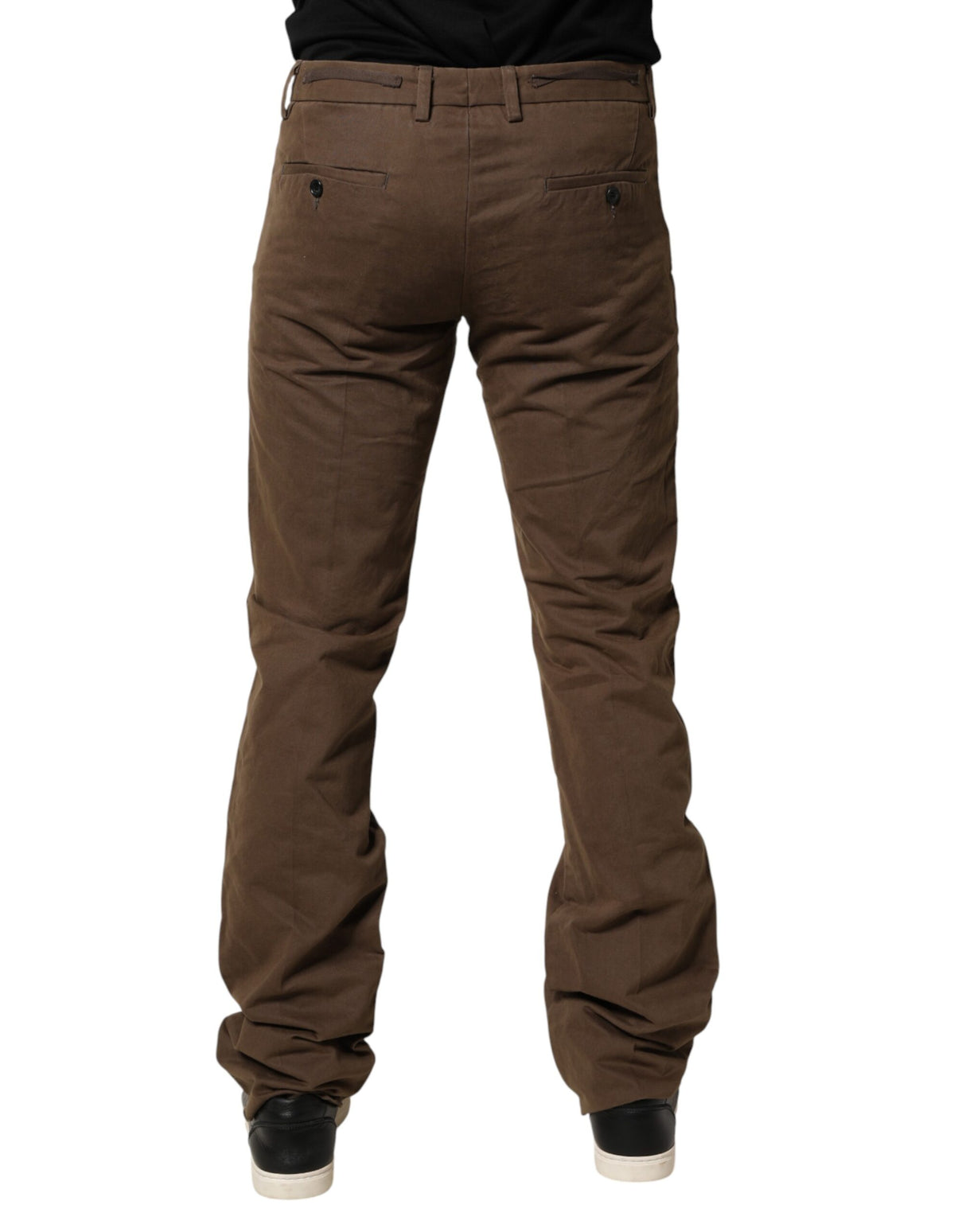 Exte Brown Straight Cut Mid Waist Chino Men Trouser Pants
