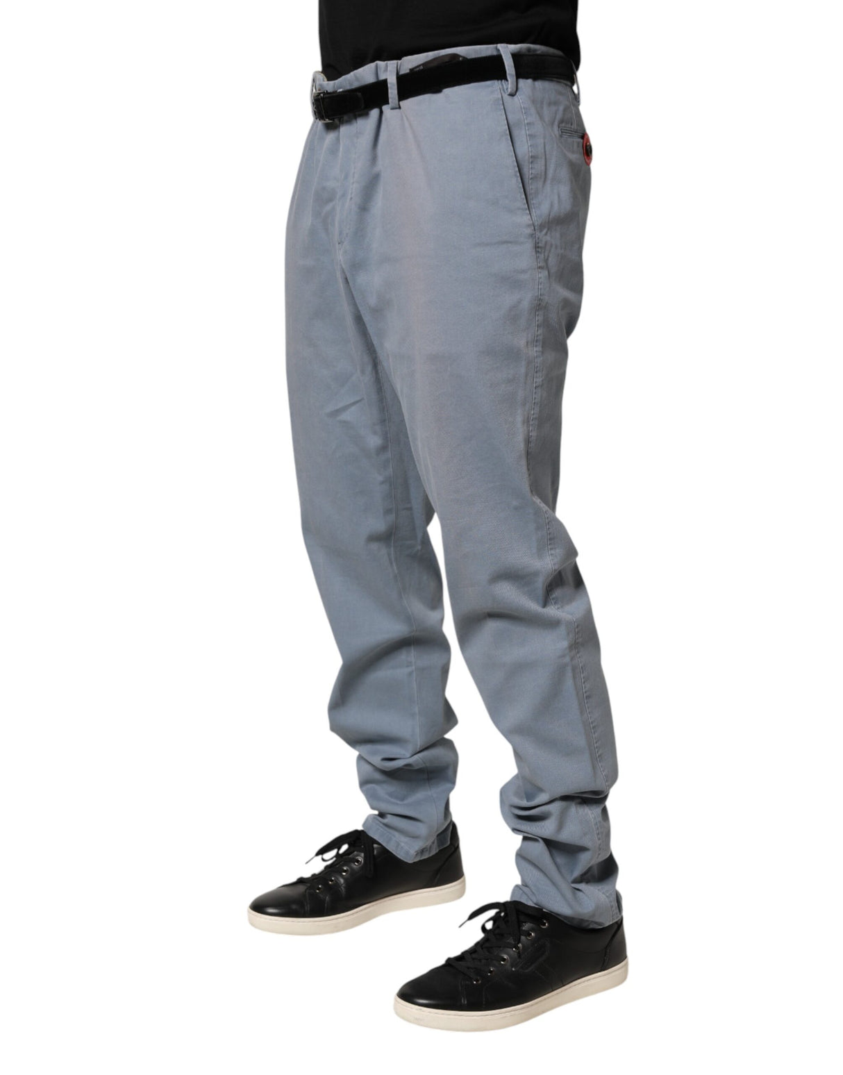PT01 Blue Men Chino Mid Waist Tapered Fit Trouser Pants