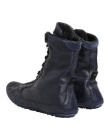 Dolce & Gabbana Dark Blue Deer Leather Mid Calf Boots Shoes