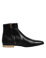 Dolce & Gabbana Black Leather Chelsea Short Ankle Boots  Shoes