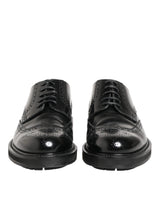 Dolce & Gabbana Black Calfskin Leather Derby Men Dress Shoes