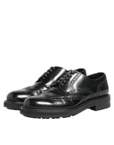 Dolce & Gabbana Black Calfskin Leather Derby Men Dress Shoes