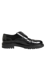 Dolce & Gabbana Black Calfskin Leather Derby Men Dress Shoes
