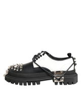 Dolce & Gabbana Black White Studded Men Formal Derby Shoes