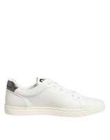 Dolce & Gabbana White Leather Heart Embellished Sneakers Shoes